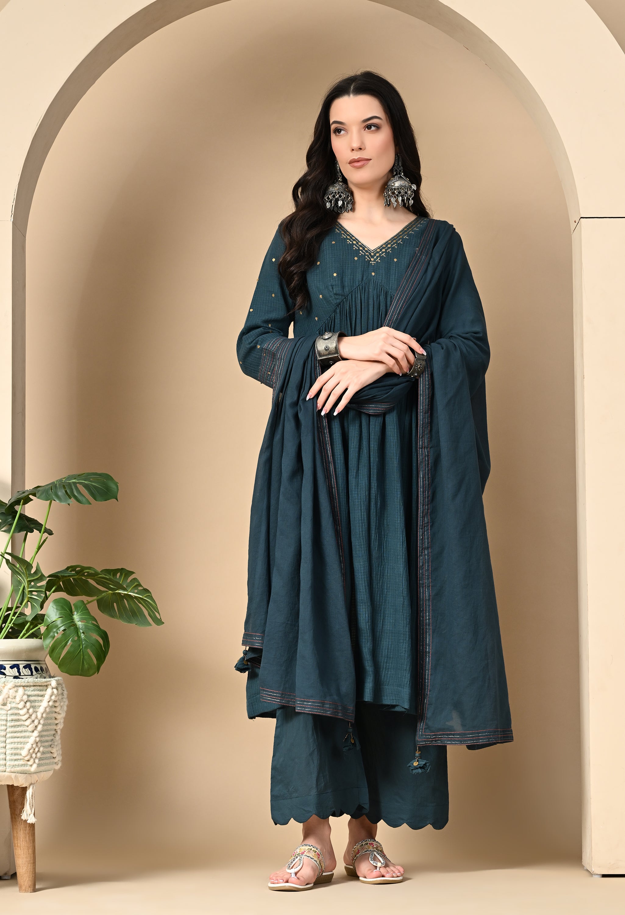 MIDNIGHT BLUE DORIYA KURTA SET